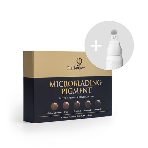 PhiBrows Microblading Pigment Collection SUPER + Disposable Tool with U24 Nano Blade 20pcs